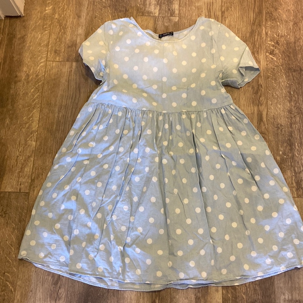SHEIN baby doll dress polka dot light blue size M